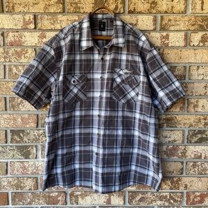 Kani Gold Plaid Shirt Men’s Size 3X Black Gray Blue Excellent Condition!
